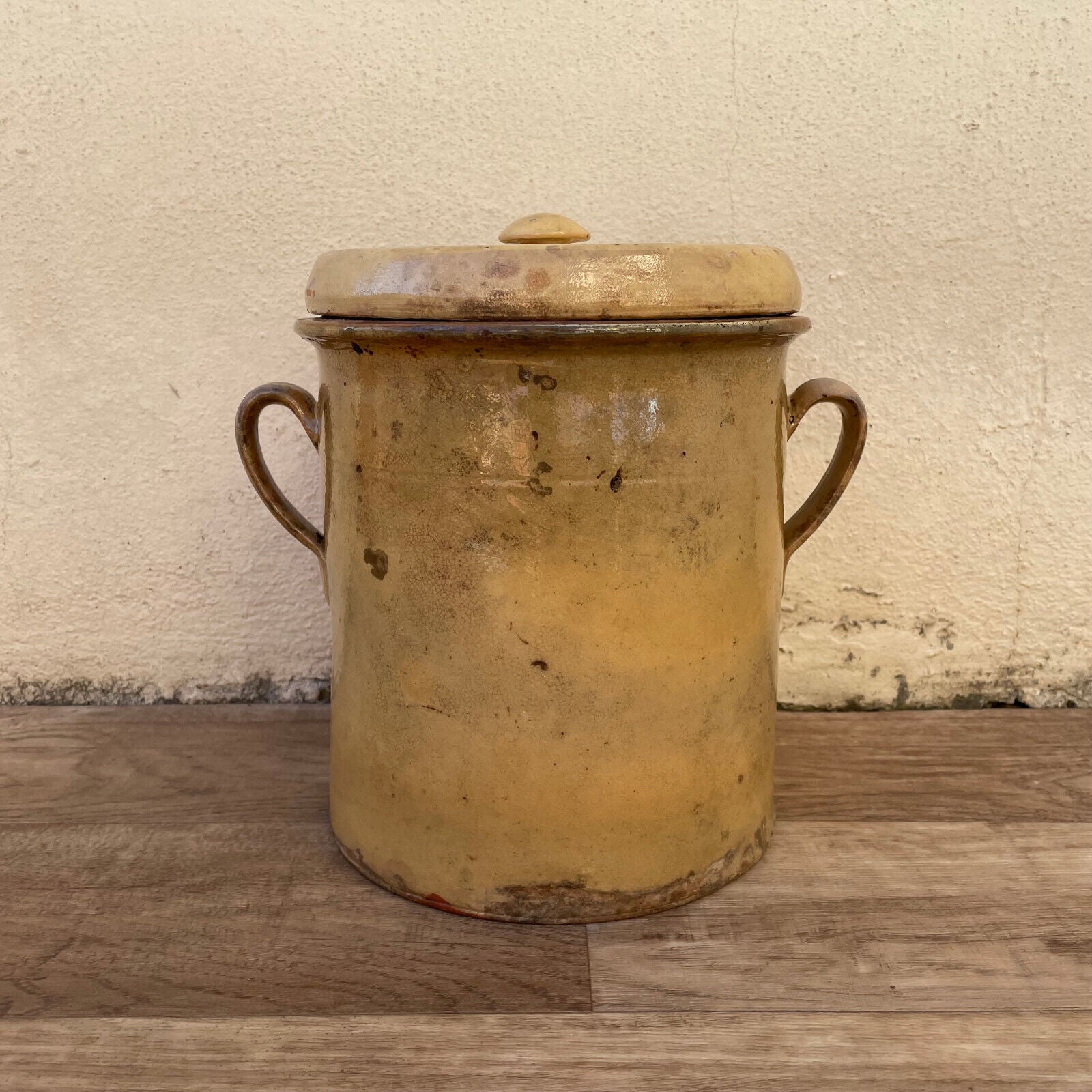 Antique French Italian 19th Century Sardine Jar Pot 9" High 1302231 - Fleamarketfrance