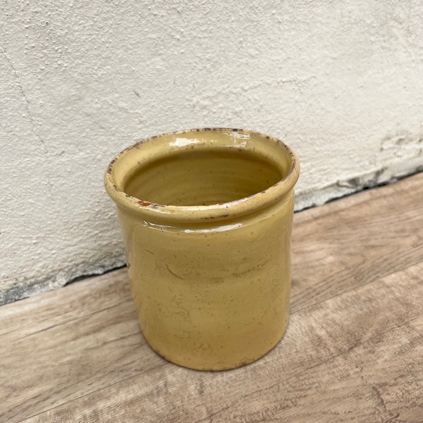 Antique French Jam Pot Yellow Glazed Terracotta Confit Pot 5" 1107222 Unmarked