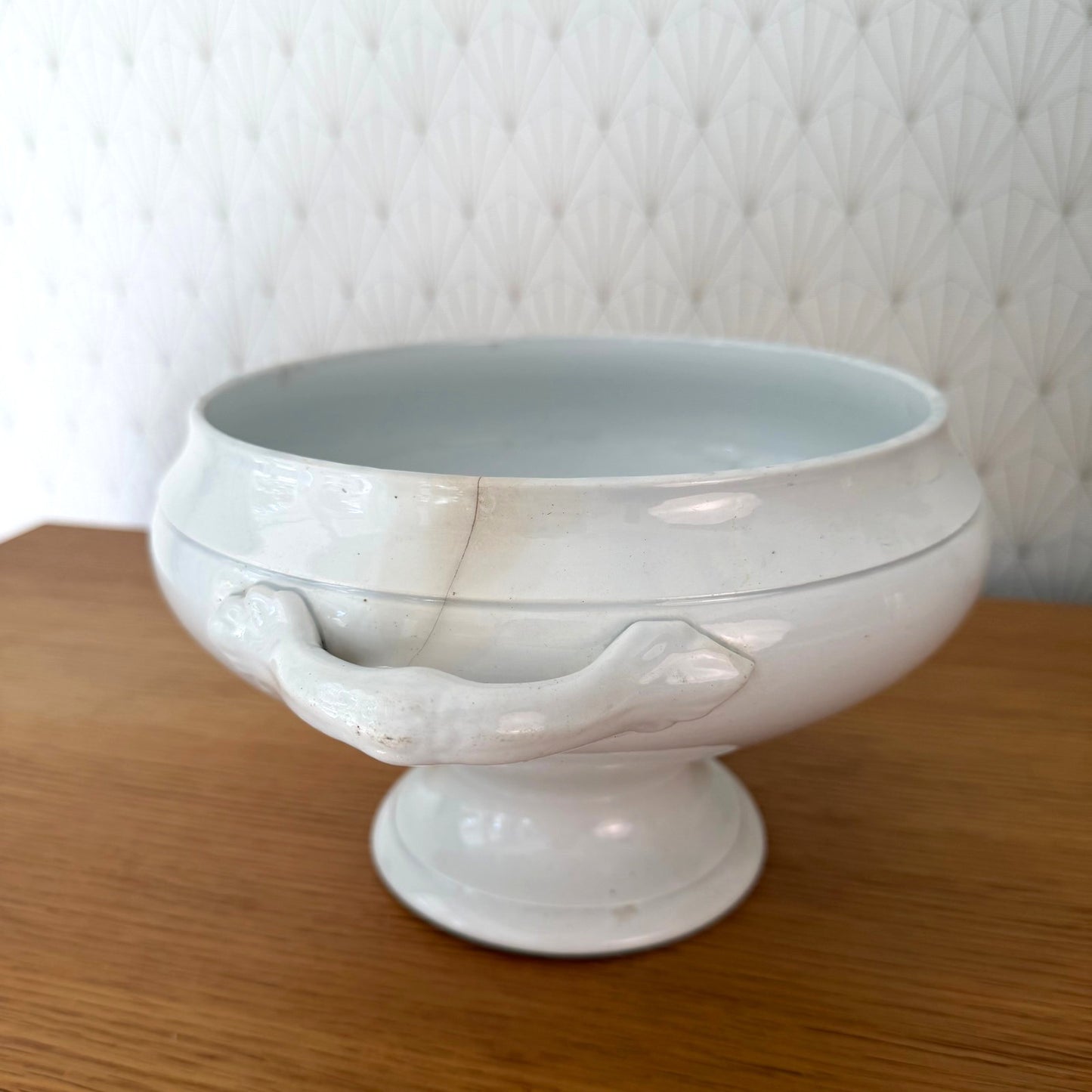 French Tureen Earthenware White Fruits Bowl Terre De Fer ST AMAND AMAGE 2210259
