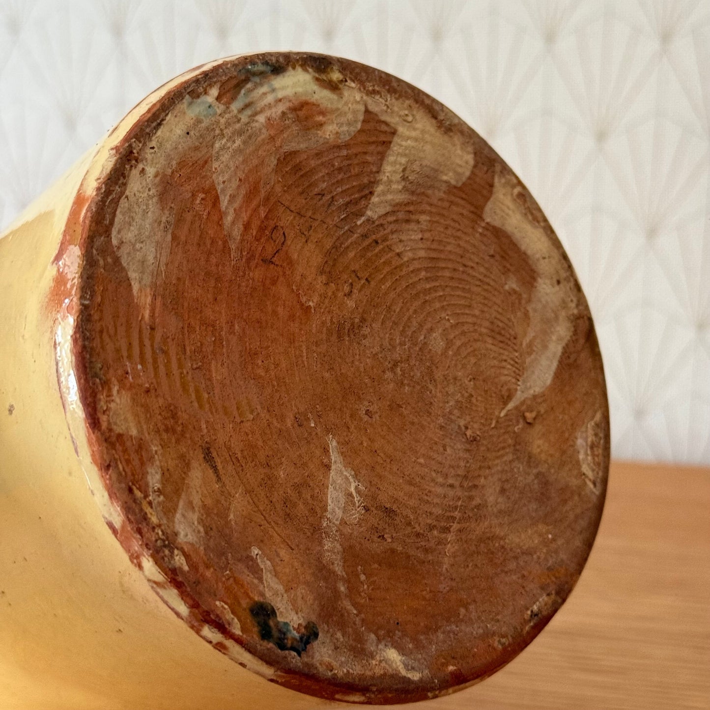 HANDMADE GLAZED YELLOW ANTIQUE FRENCH CONFIT JAM POT SMALL TERRACOTTA 29042512