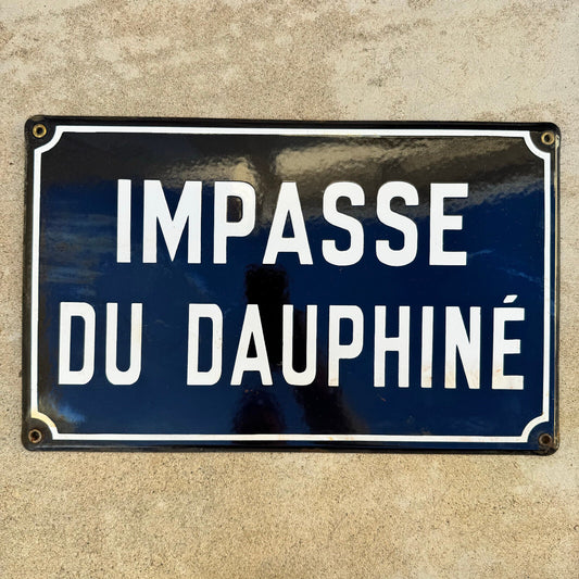 Old French Street Enameled Sign Plaque - vintage DAUPHINE 2 23042457 - Fleamarketfrance