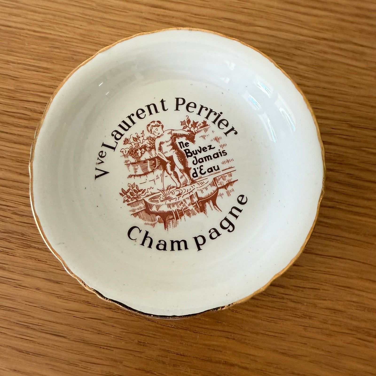 Vintage Laurent Perrier Champagne Ashtray French Porcelain Gold Rim 2507259 Laurent Perrier