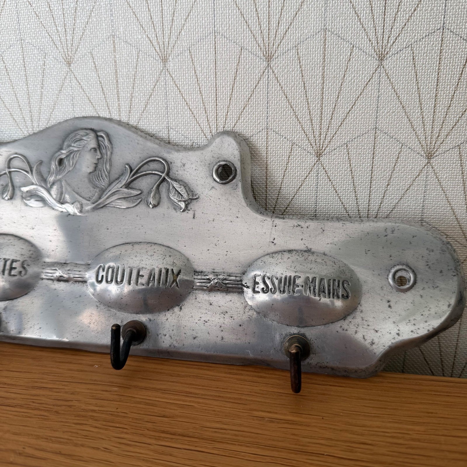 Vintage French Kitchen Towel Rack Metal Wall Hanging Dishcloth Holder 1805261 Unbranded