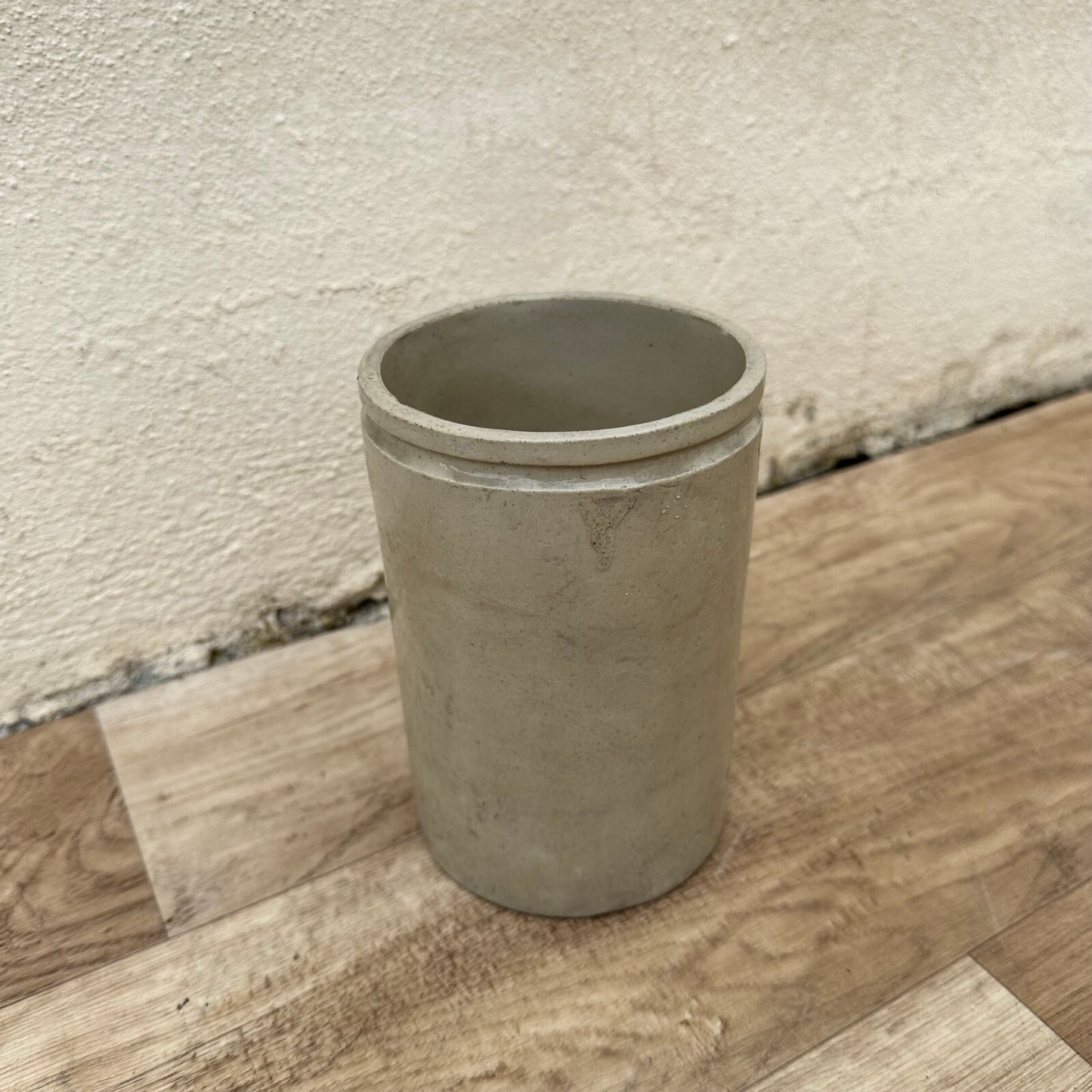 French Confit Pot Antique Stoneware Kitchen Jar 6.25" Sage Green 11052310 Unmarked