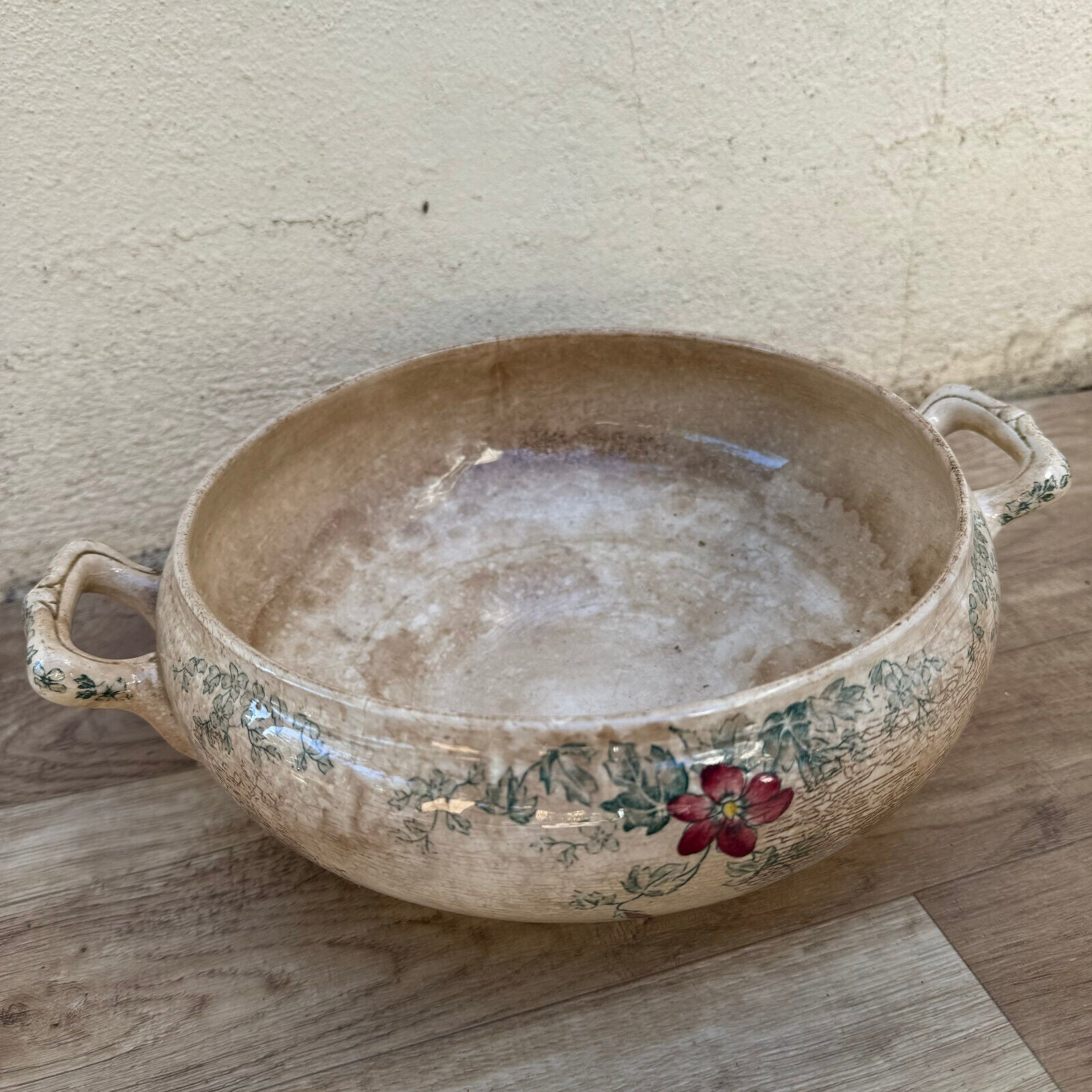 French tureen Longchamps ALTEA earthenware flowers fruits bowl 2309247 Fleamarketfrance