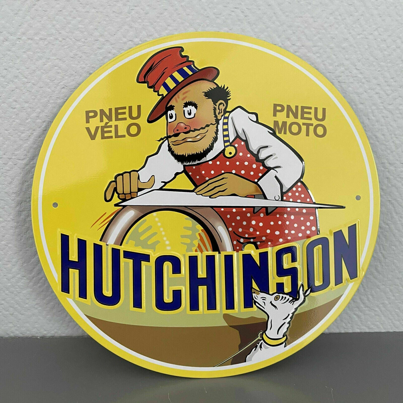 Vintage French Tire Sign Hutchinson Metal Automobilia Collectible 2509207 Hutchinson
