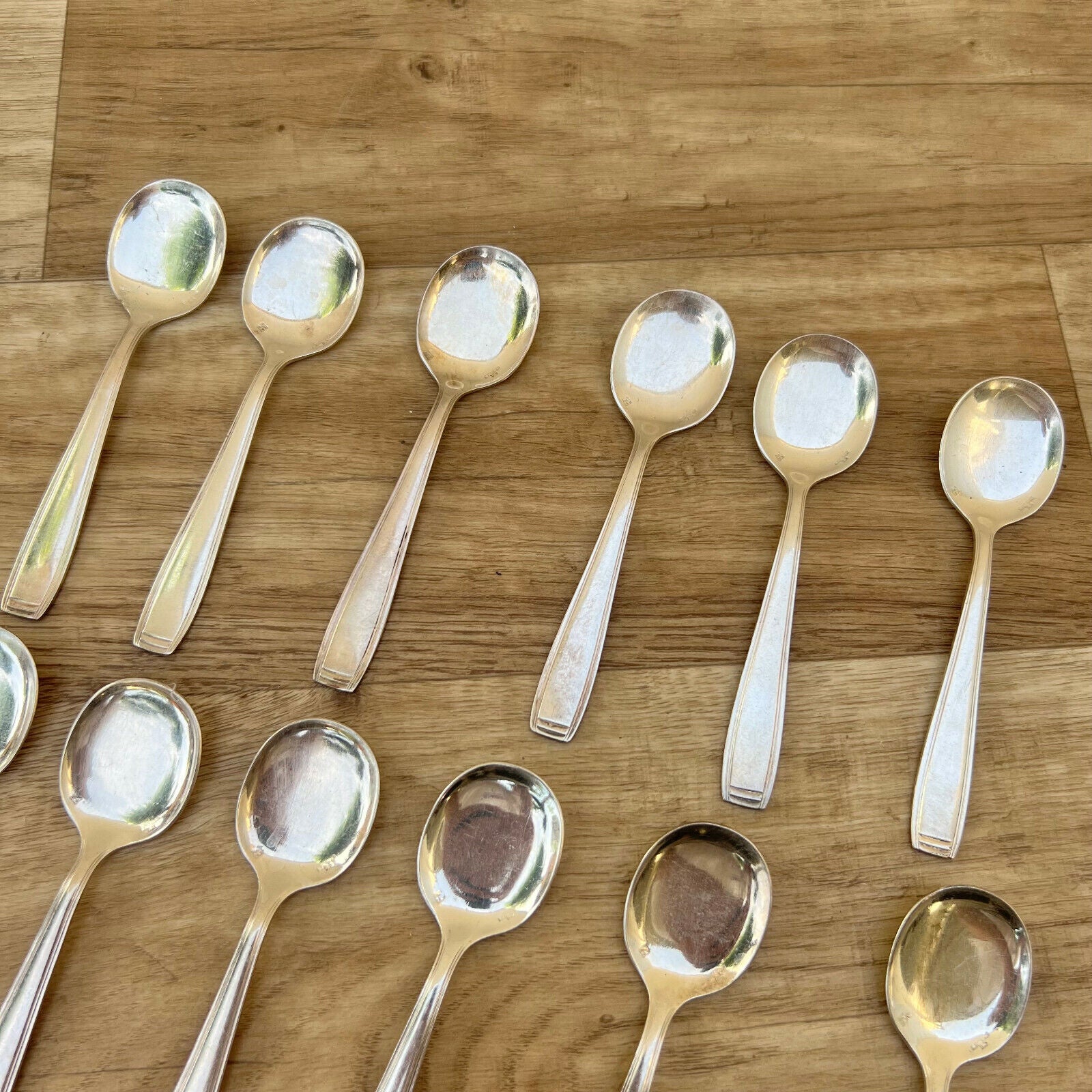 vintage french soup spoons x 12, SILVER PLATE FLATWARE  ERCUIS FRANCE 2305223 - Fleamarketfrance