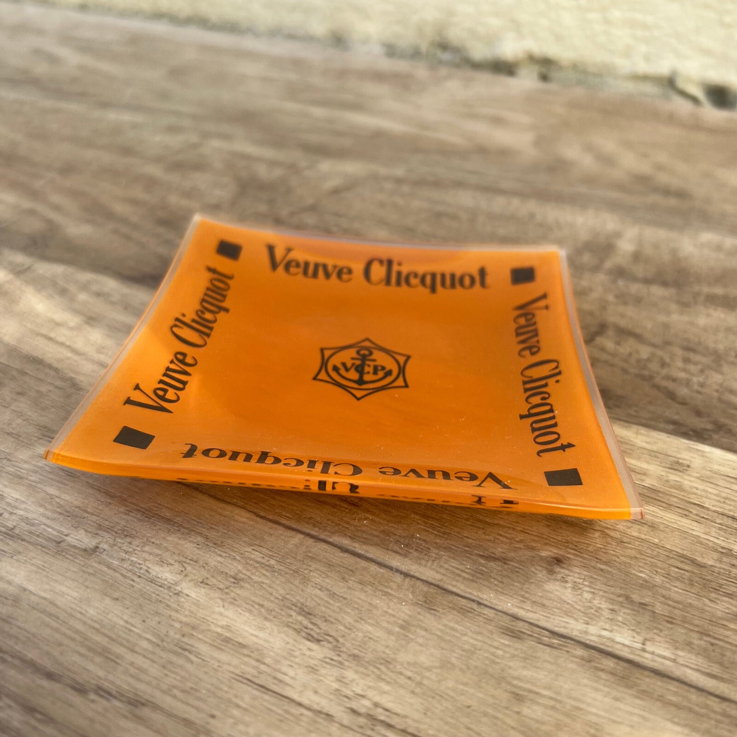 Vintage Veuve Clicquot Orange Glass Ashtray French Champagne Barware 0711251 Veuve Clicquot
