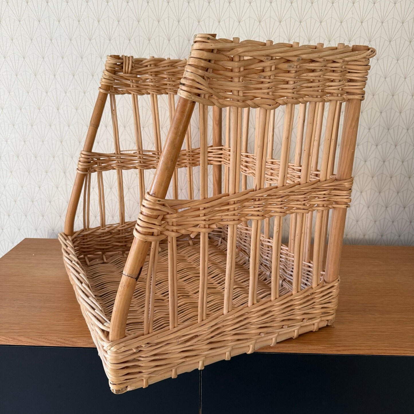 Vintage French Wicker Basket Vintage rattan bakery display bread 0901253 - Fleamarketfrance