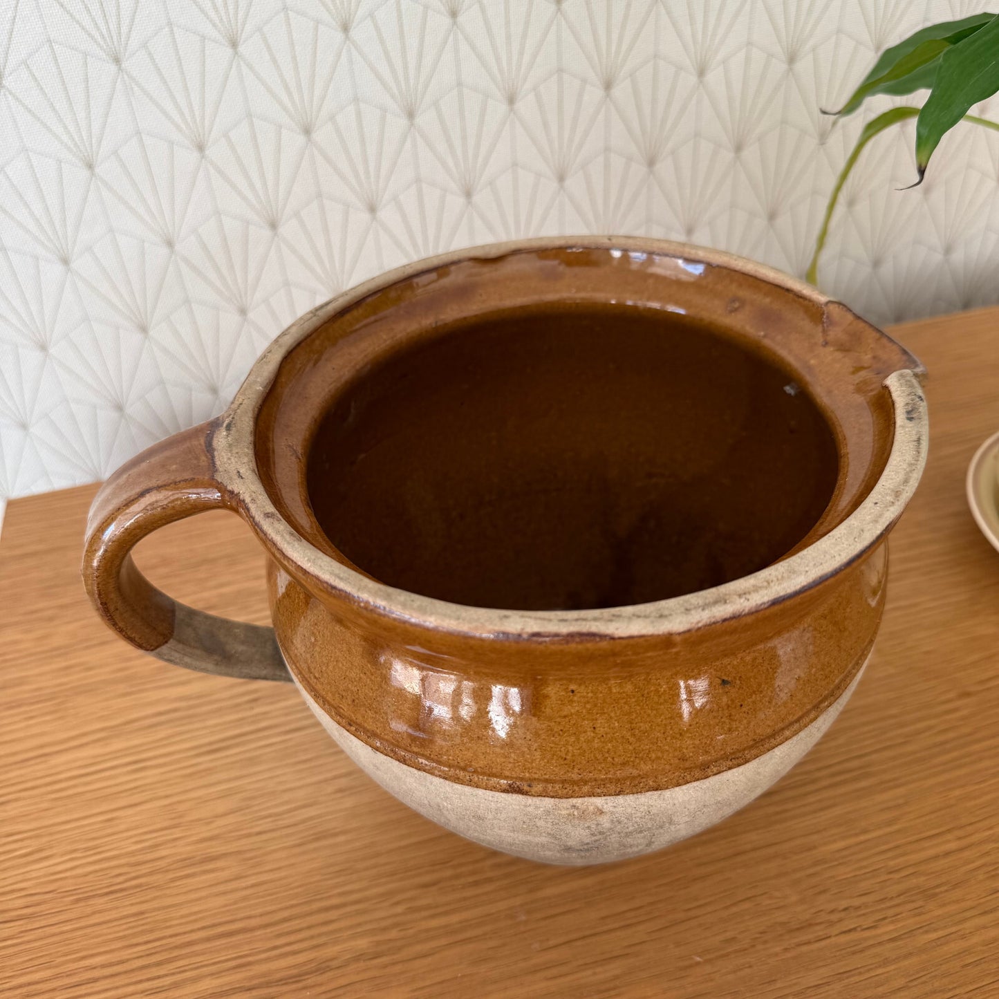 French Stoneware Pitcher Vintage Brown Pottery Jug 5 3/4" 09022515 Unmarked