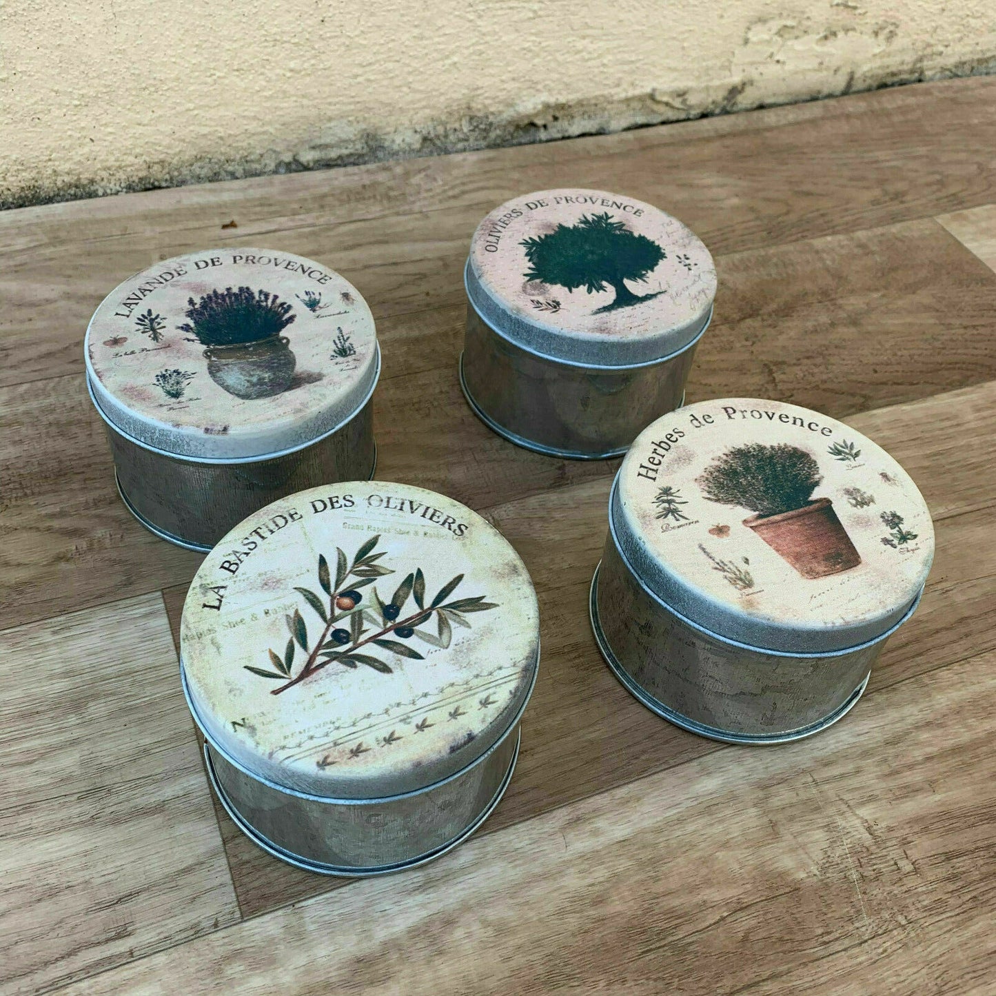 French Herb Tins Set 4 Vintage Provence Storage Canisters Metal 2407231 Fleamarketfrance
