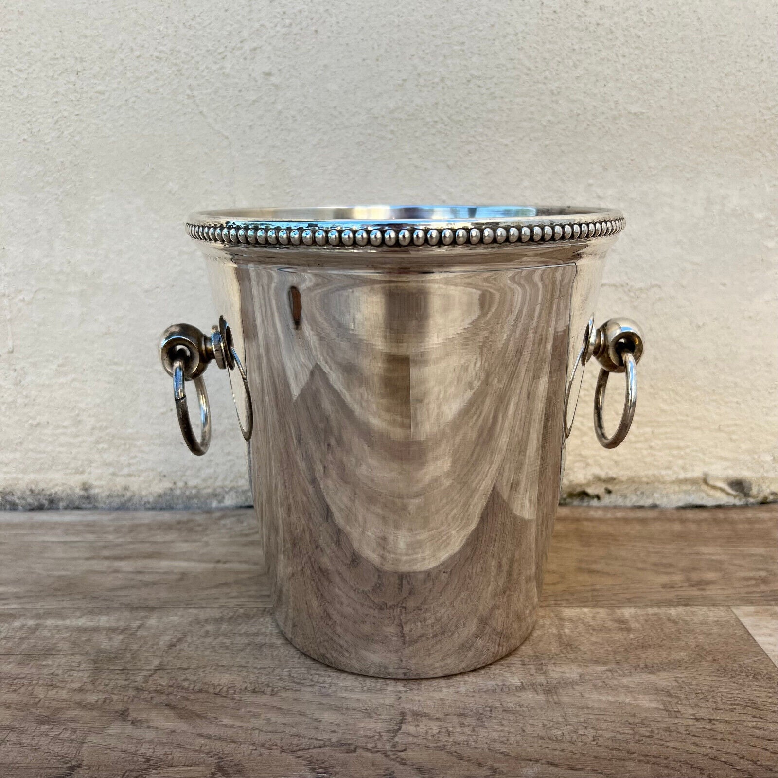 Vintage French Champagne Silverplate Ice Bucket Cooler Pearl 24112427 - Fleamarketfrance