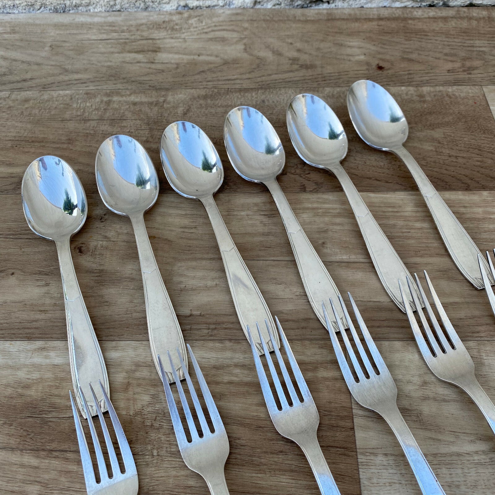 French Silver Plate Flatware Set 6 Forks Spoons Alfenide 1900s 26042012 Alfénide