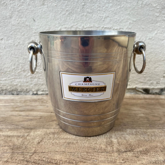 Vintage French Champagne Bucket MERCIER Stainless Steel Ice Cooler 0210224 MERCIER