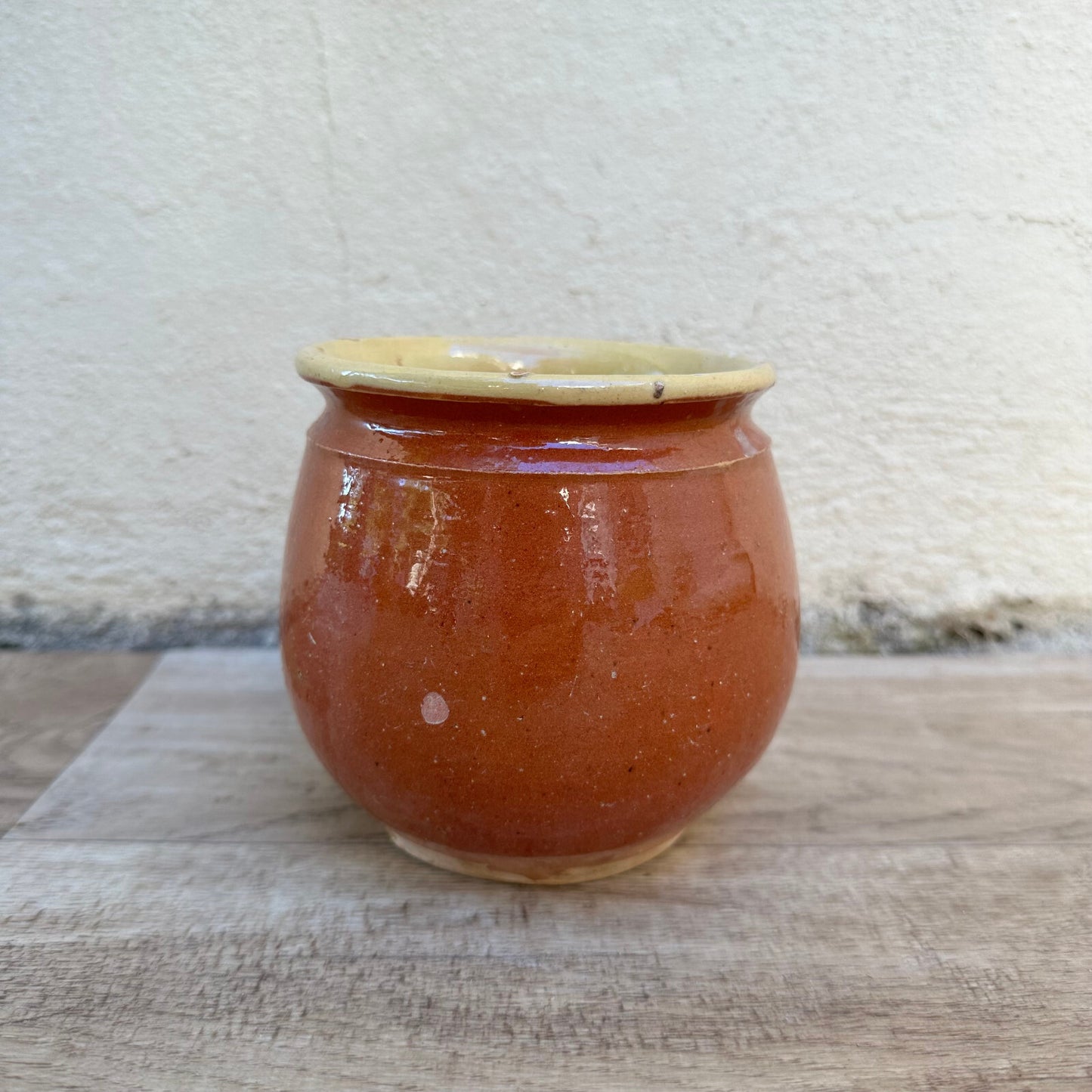 French Confit Pot Handmade Stoneware Terracotta Glazed Crock 4.25" 2009232 Unmarked