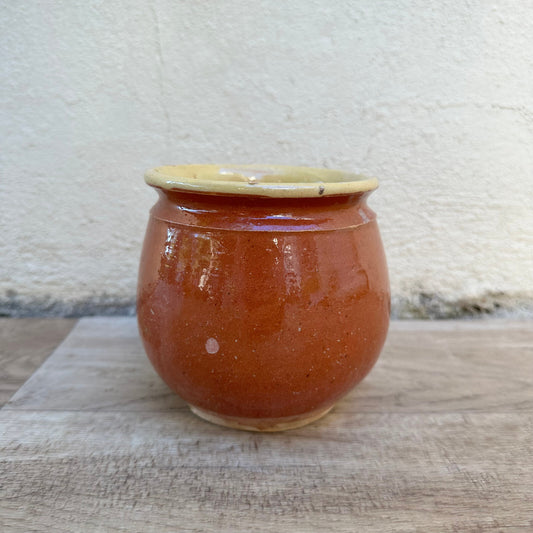 French Confit Pot Handmade Stoneware Terracotta Glazed Crock 4.25" 2009232 Unmarked