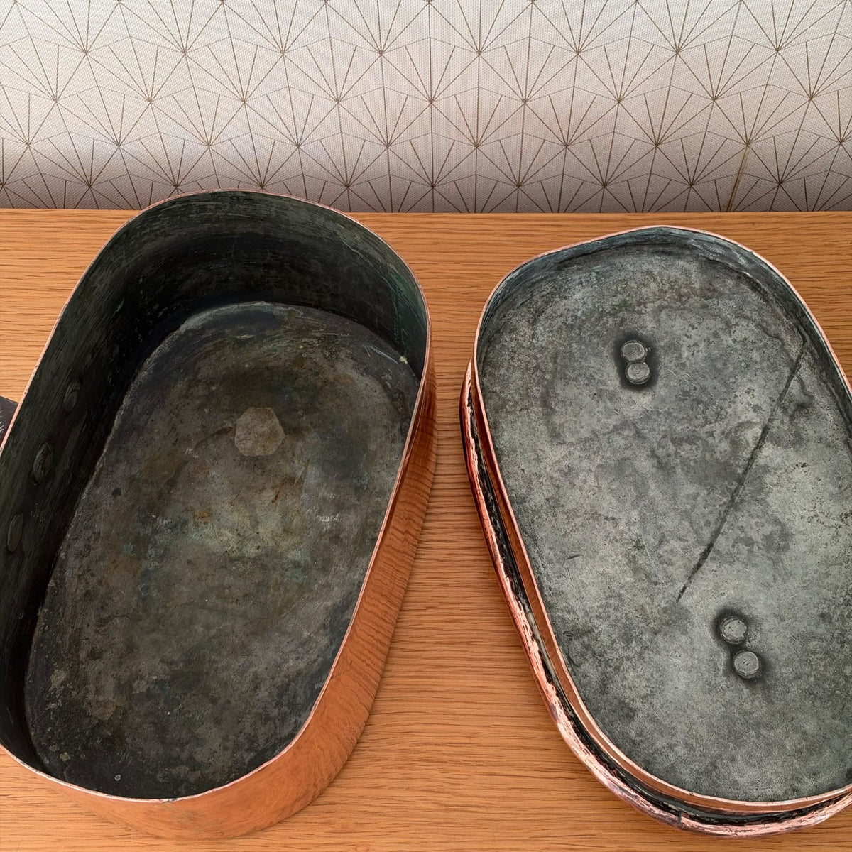 French Antique Copper Dovetailed Braising Pan with Lid 19c 2909267