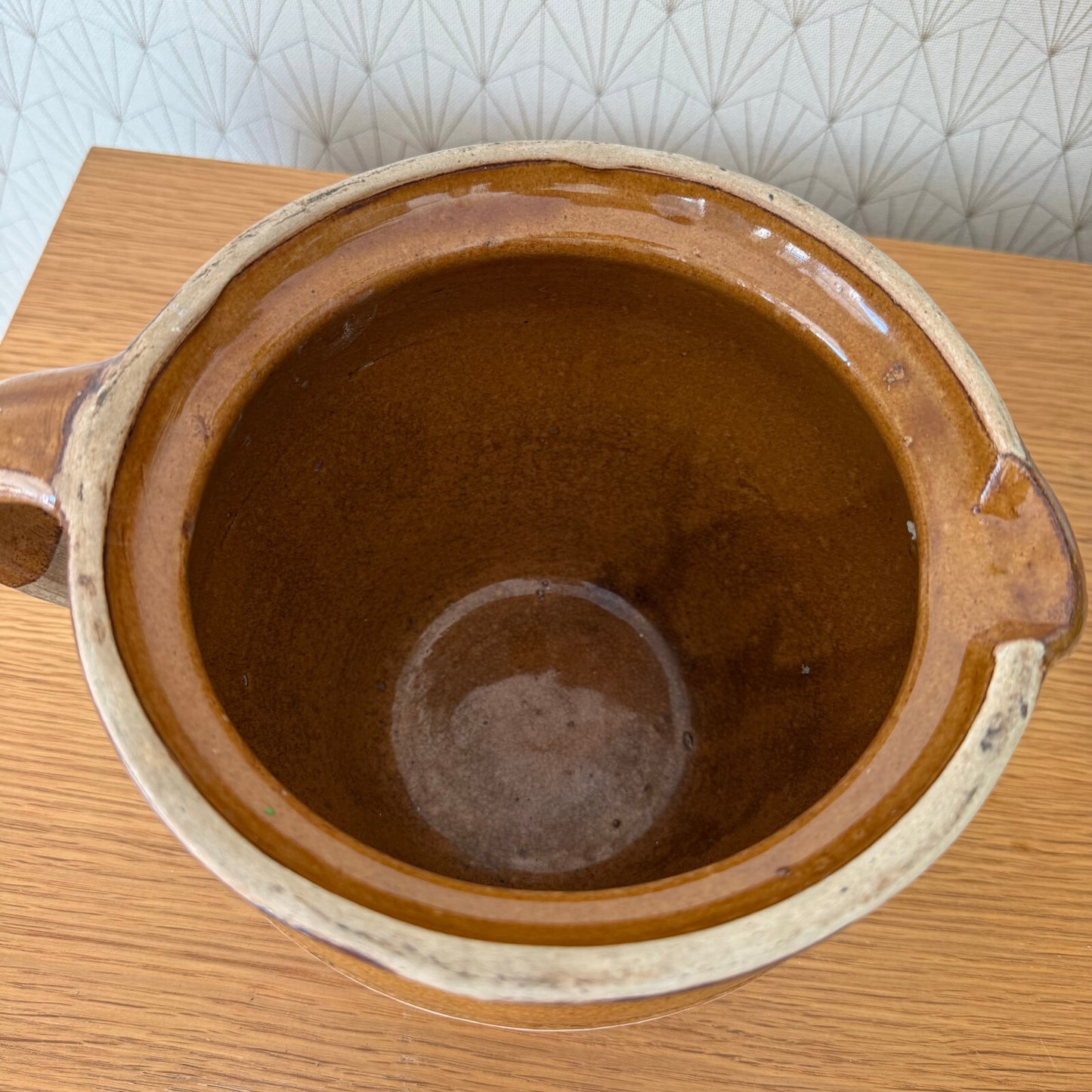 French Stoneware Pitcher Vintage Brown Pottery Jug 5 3/4" 09022515 Unmarked