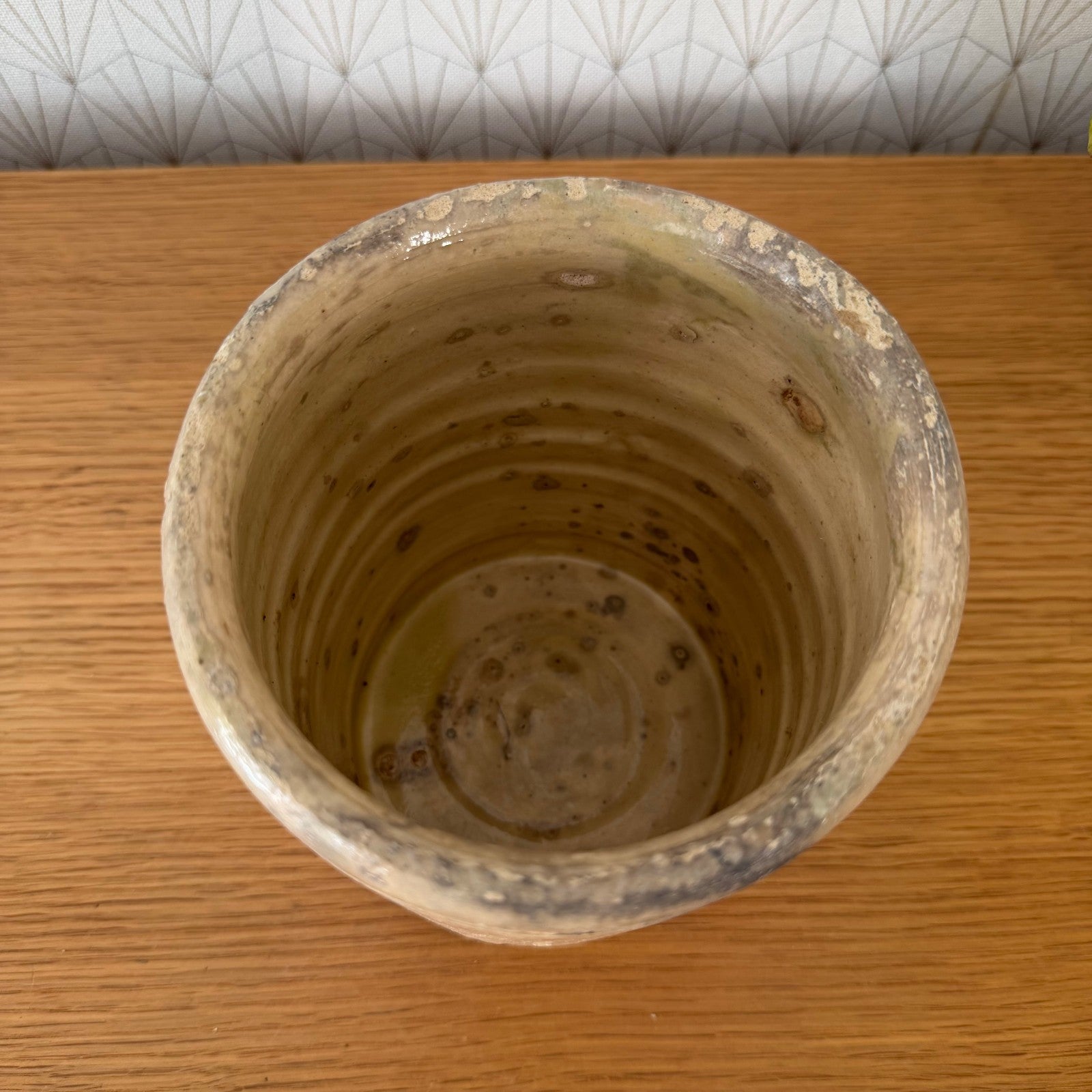 Antique Italian Stoneware Crock Sardine Pot Beige Glazed 01072610 Unbranded