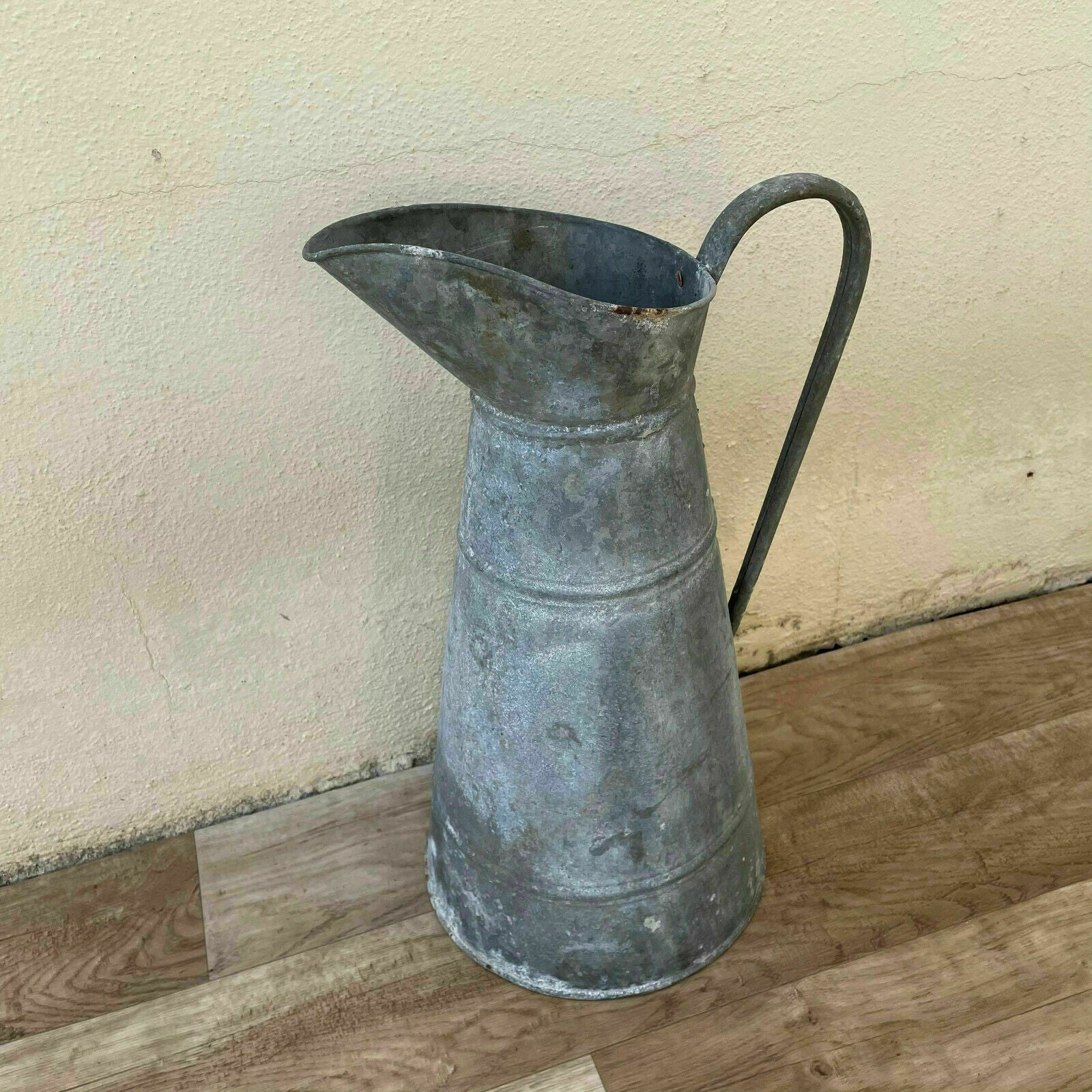Antique French Zinc Pitcher 17" Farmhouse Water Jug Country Decor 18042119 Fleamarketfrance