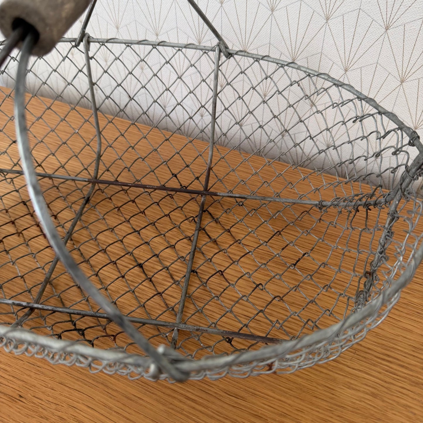 French Wire Basket Harvesting Vintage 0409266