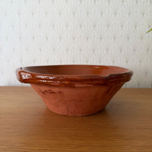 Vintage French Terracotta Bowl Glazed Rustic Pottery Mixing Tian 2505264 Fleamarketfrance