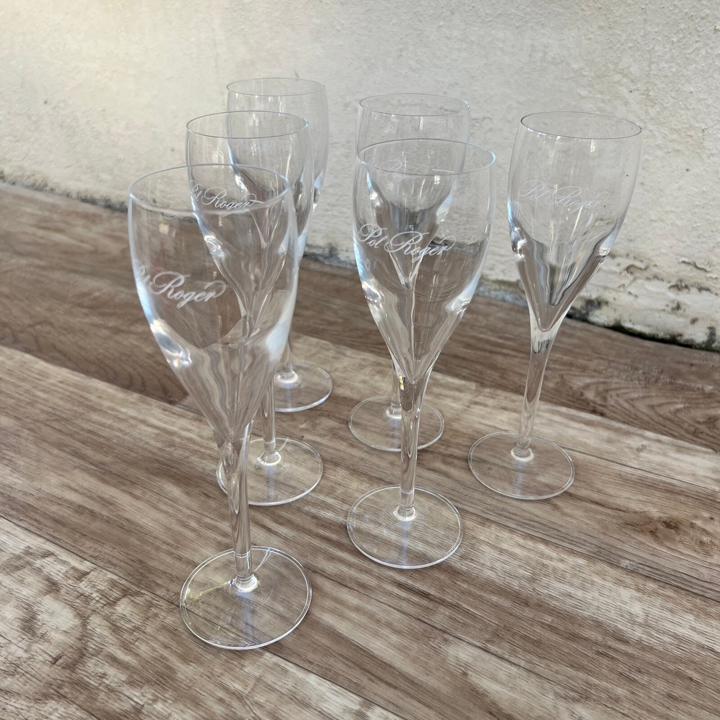 6 Vintage Pol Roger Champagne Flutes Crystal Glasses French 02032312 Pol Roger