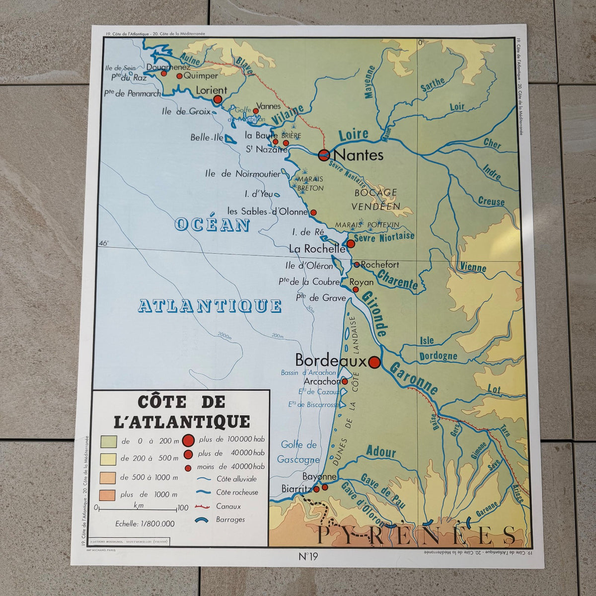 Vintage French Educational Map Poster Geography School 90x75cm 20082631 Fleamarketfrance