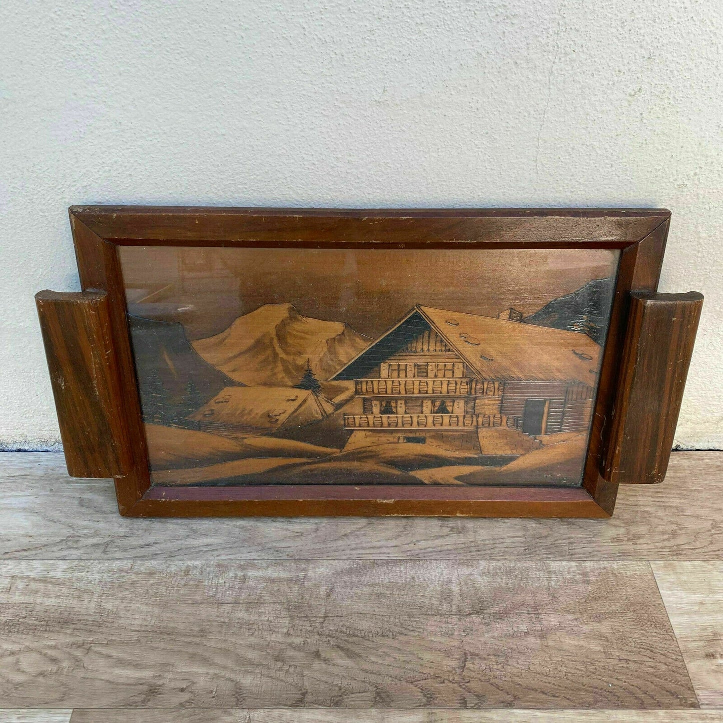 French Alpine Tray Wooden Serving Mountain Chalet Savoie Signed 31102121 Unbranded