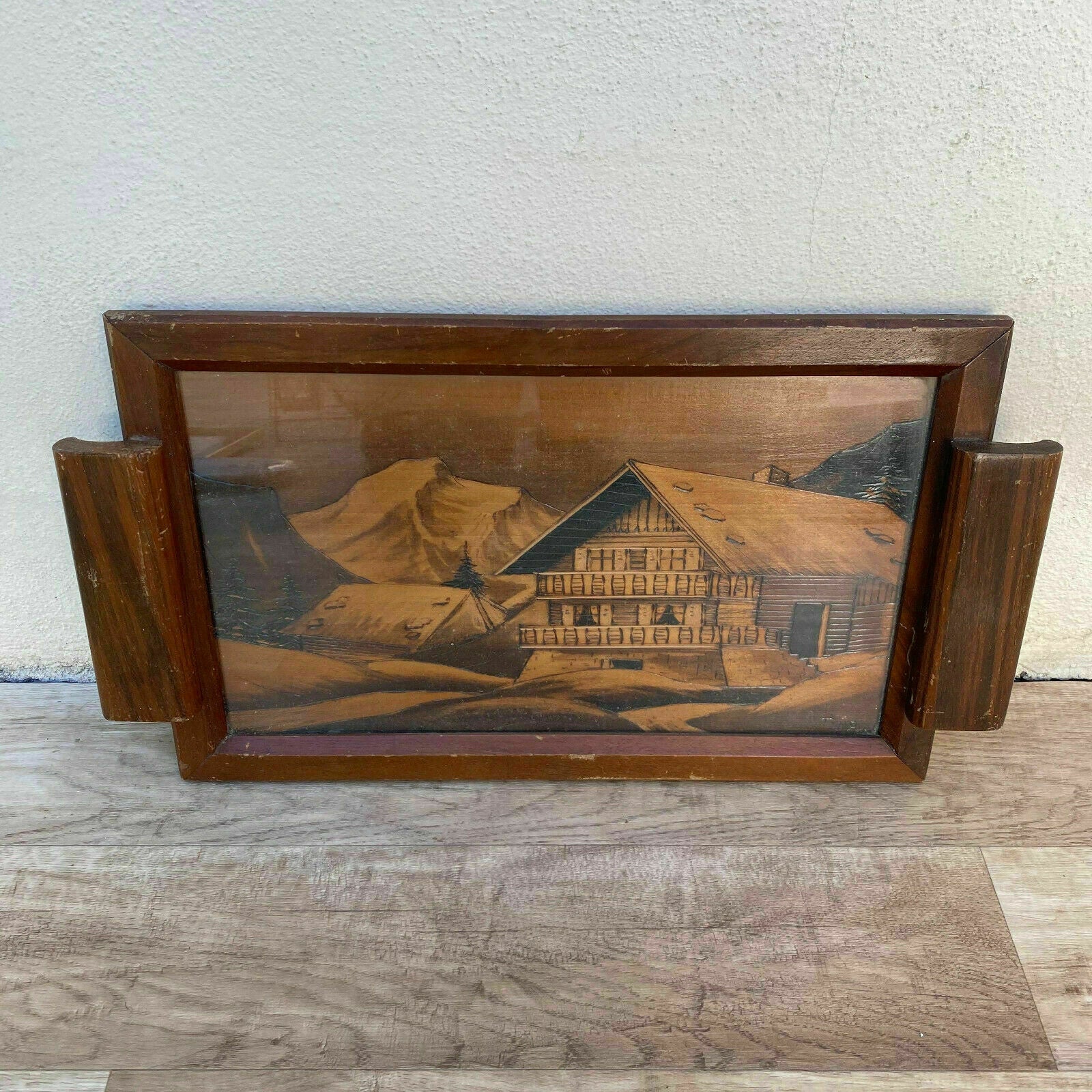 French Alpine Tray Wooden Serving Mountain Chalet Savoie Signed 31102121 Unbranded