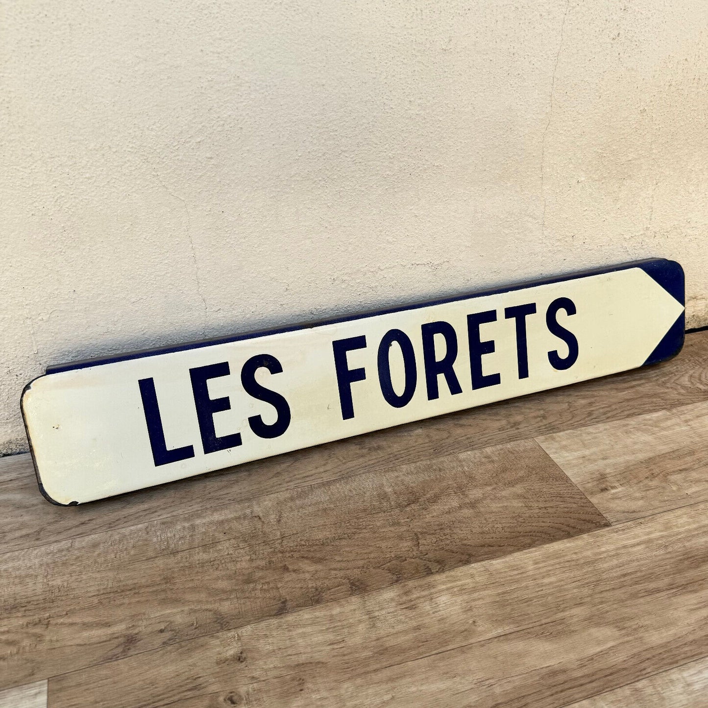 Old French Street Enameled Sign Plaque LES FORETS vintage 1904242 - Fleamarketfrance