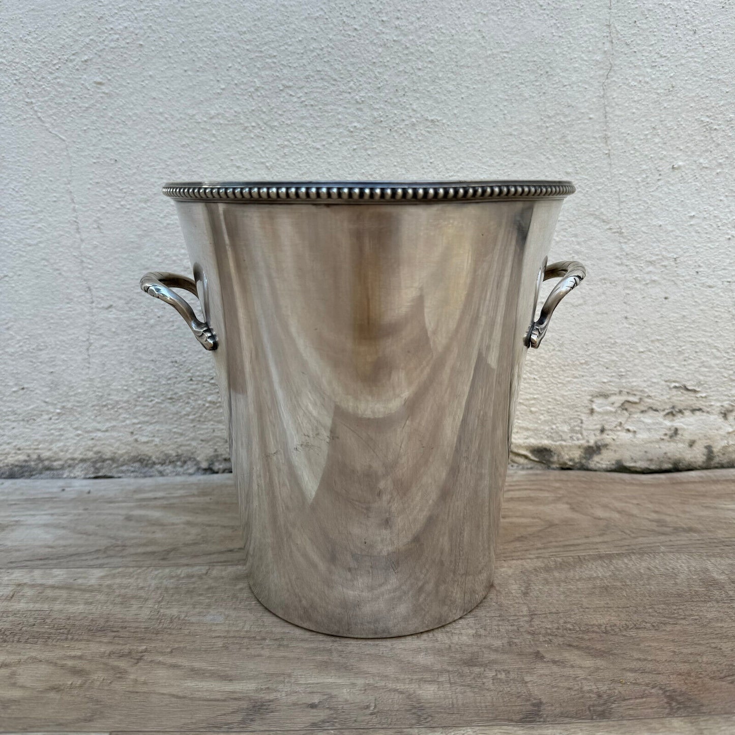Vintage French Champagne Silverplate Ice Bucket Cooler Pearl 1012241 - Fleamarketfrance