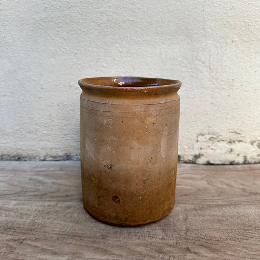 HANDMADE GLAZED TERRA COTTA ANTIQUE FRENCH CONFIT POT 6 1/4" 1108232 Unmarked