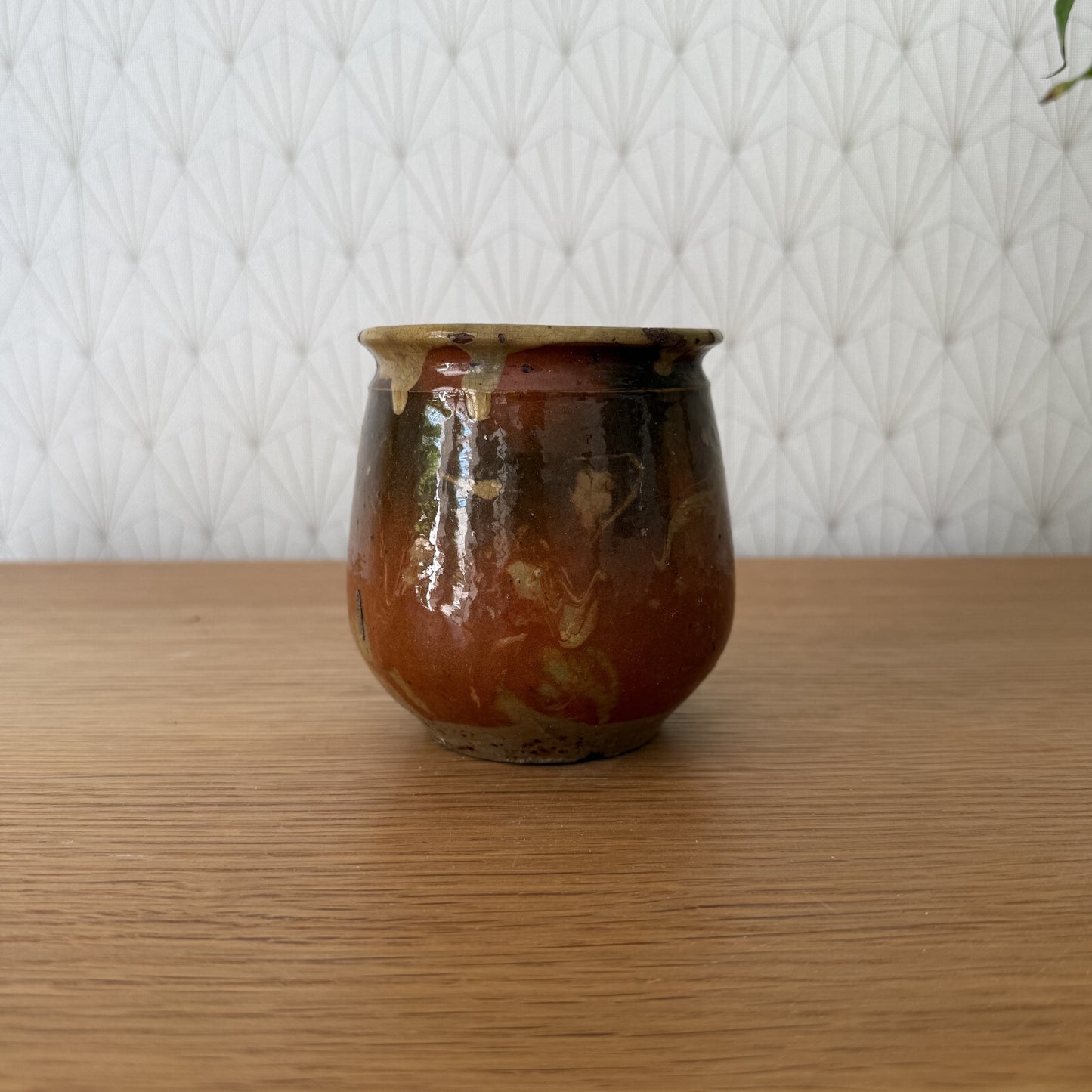 Antique French Honey Pot Brown Glazed Terracotta Vintage Kitchen 1906251 Unmarked