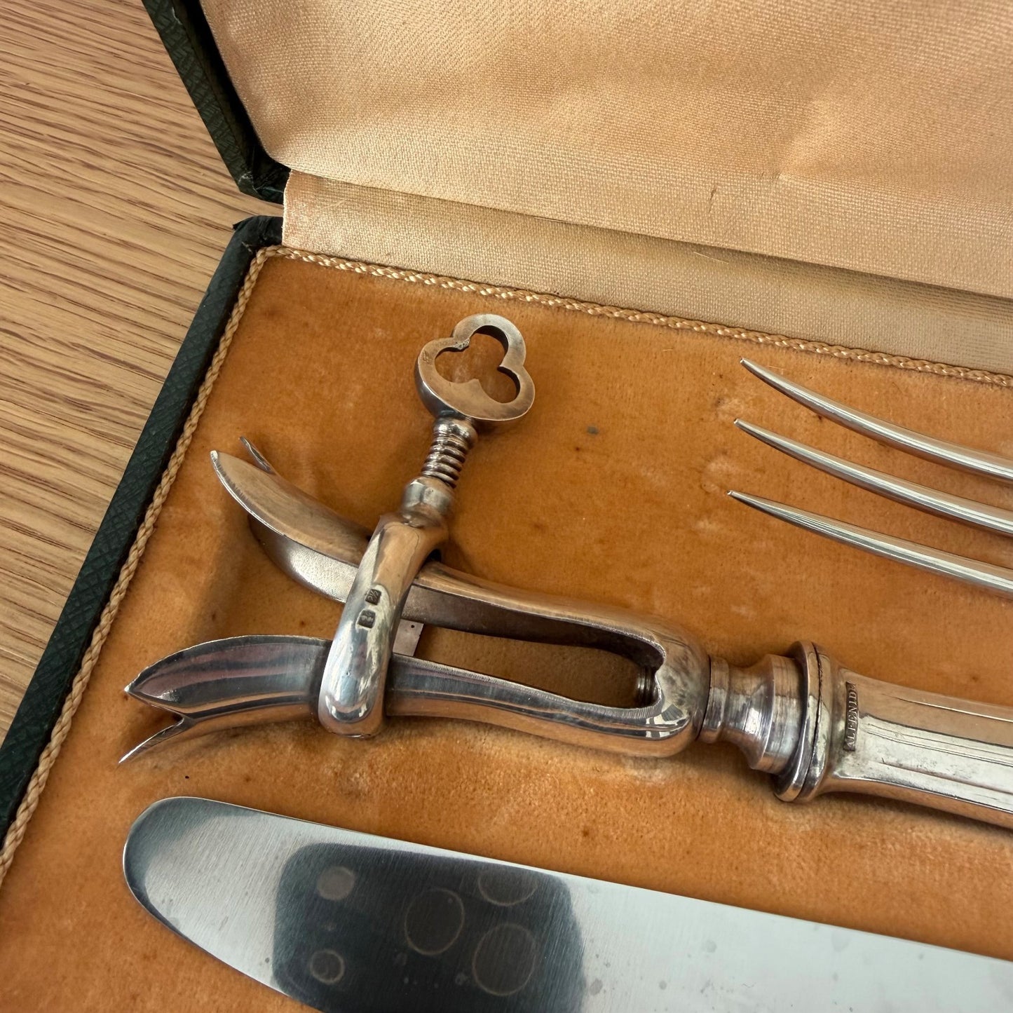 French Carving Set Silver Plated Alfenide 3 Piece Cutlery Case 1803266 Unbranded