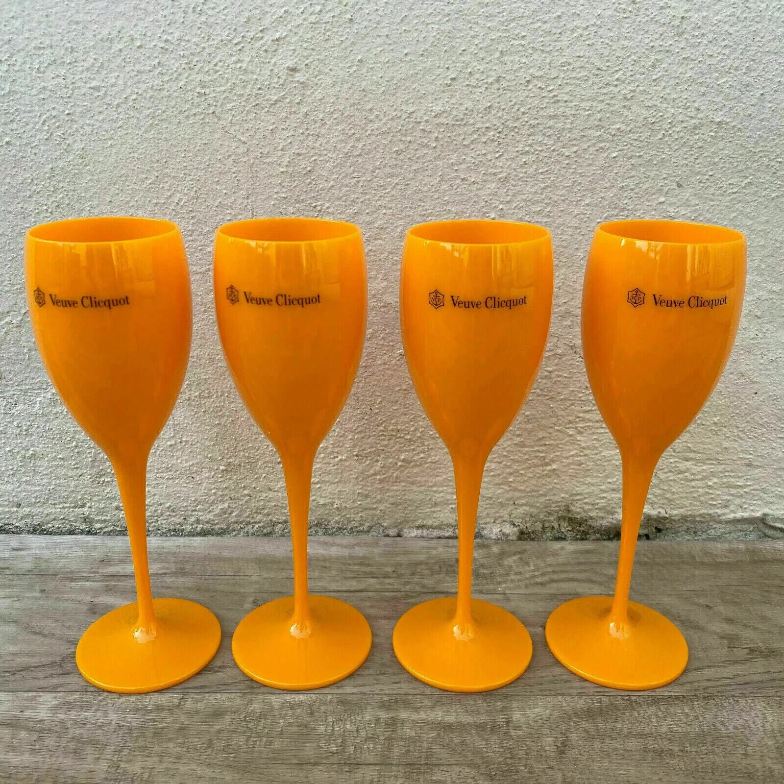 4 x Veuve Cliquot Clicquot Orange Glasses Flutes Cup Ice Champagne 1201256 - Fleamarketfrance