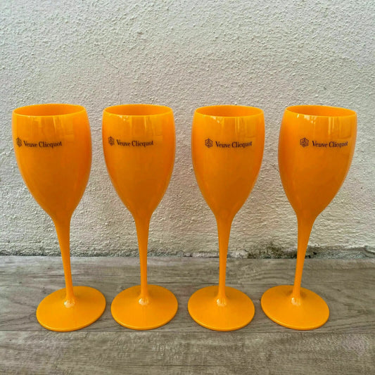 4 x Veuve Cliquot Clicquot Orange Glasses Flutes Cup Ice Champagne 1201256 - Fleamarketfrance