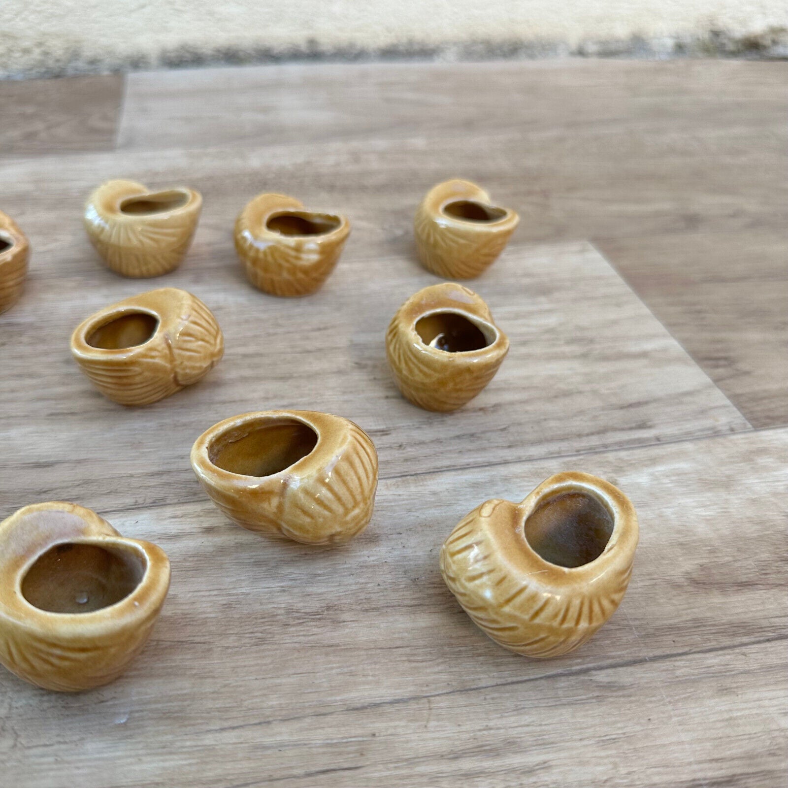 Vintage 12 French Ceramic Snail Cups Individual Pinch Pots 07092312 - Fleamarketfrance