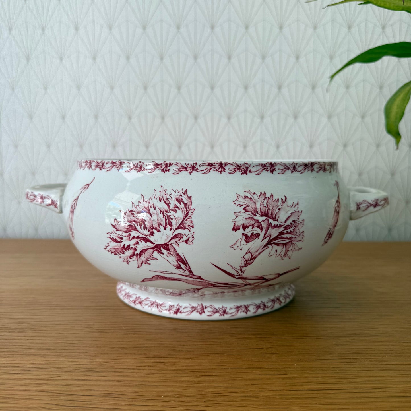French Tureen Earthenware White Fruits Bowl Terre De Fer Luneville 0405256