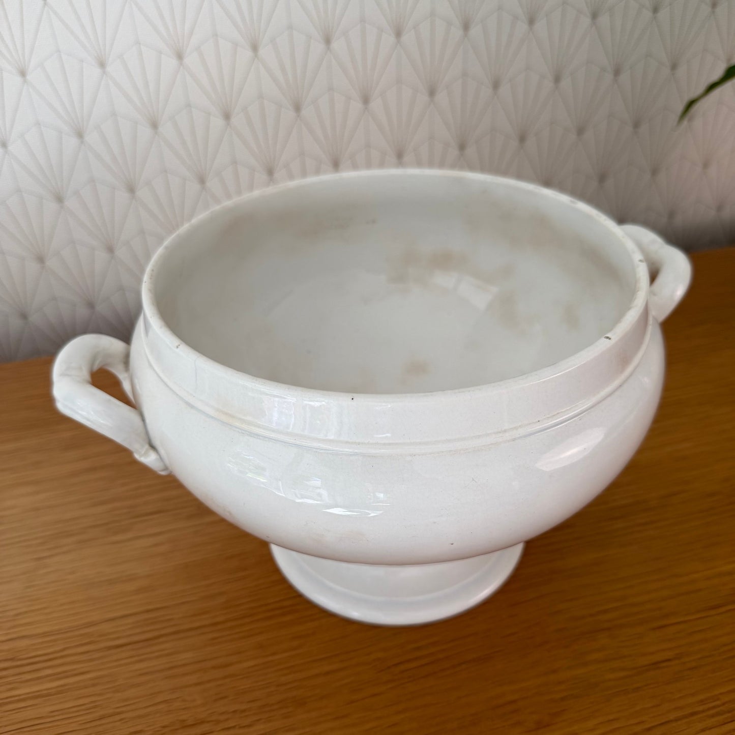 Vintage French Sarreguemines Tureen White Earthenware Terre de Fer 22102510 Fleamarketfrance : French vintage and antique decor