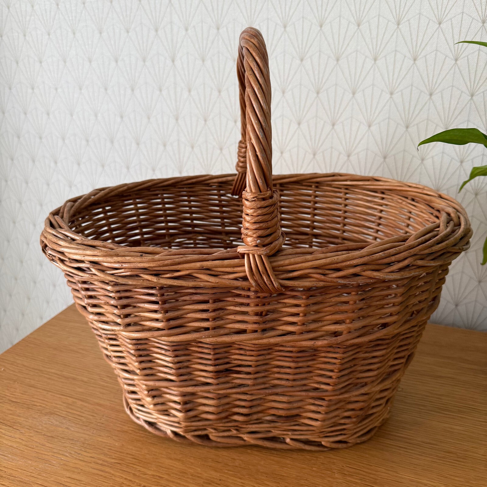 French Wicker Basket Market Shopping Vintage Rattan Handle Oval 1510251 Fleamarketfrance : French vintage and antique decor