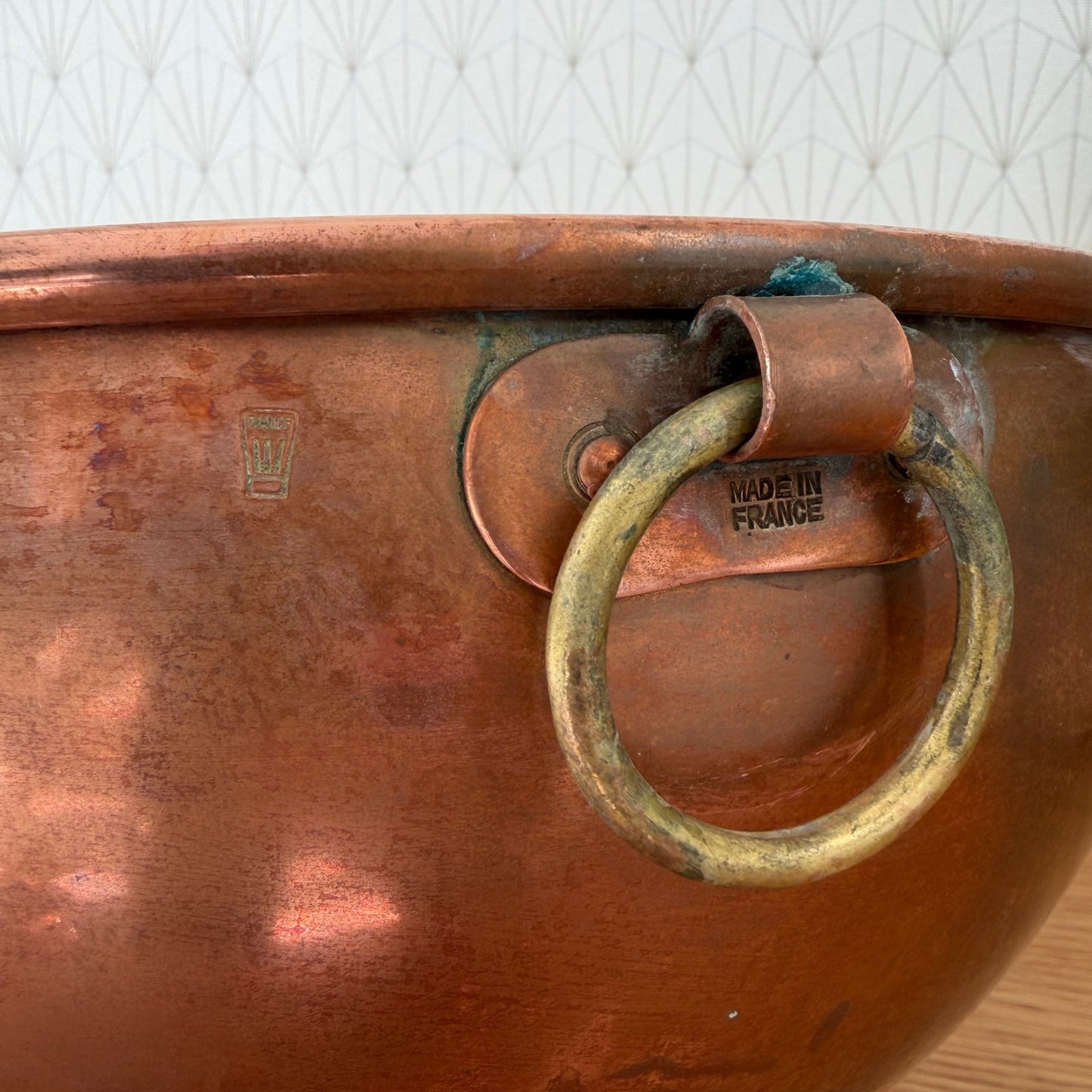 Vintage Large Copper French Mixing Bowl Cul de Poule FRANCE CHEF 111259