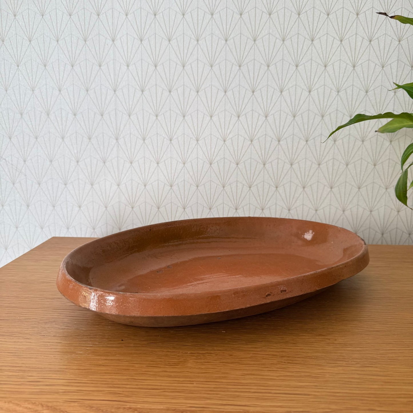 Vintage Handmade French Bakeware 16 3/4 terrine plate gratin oval 04092511