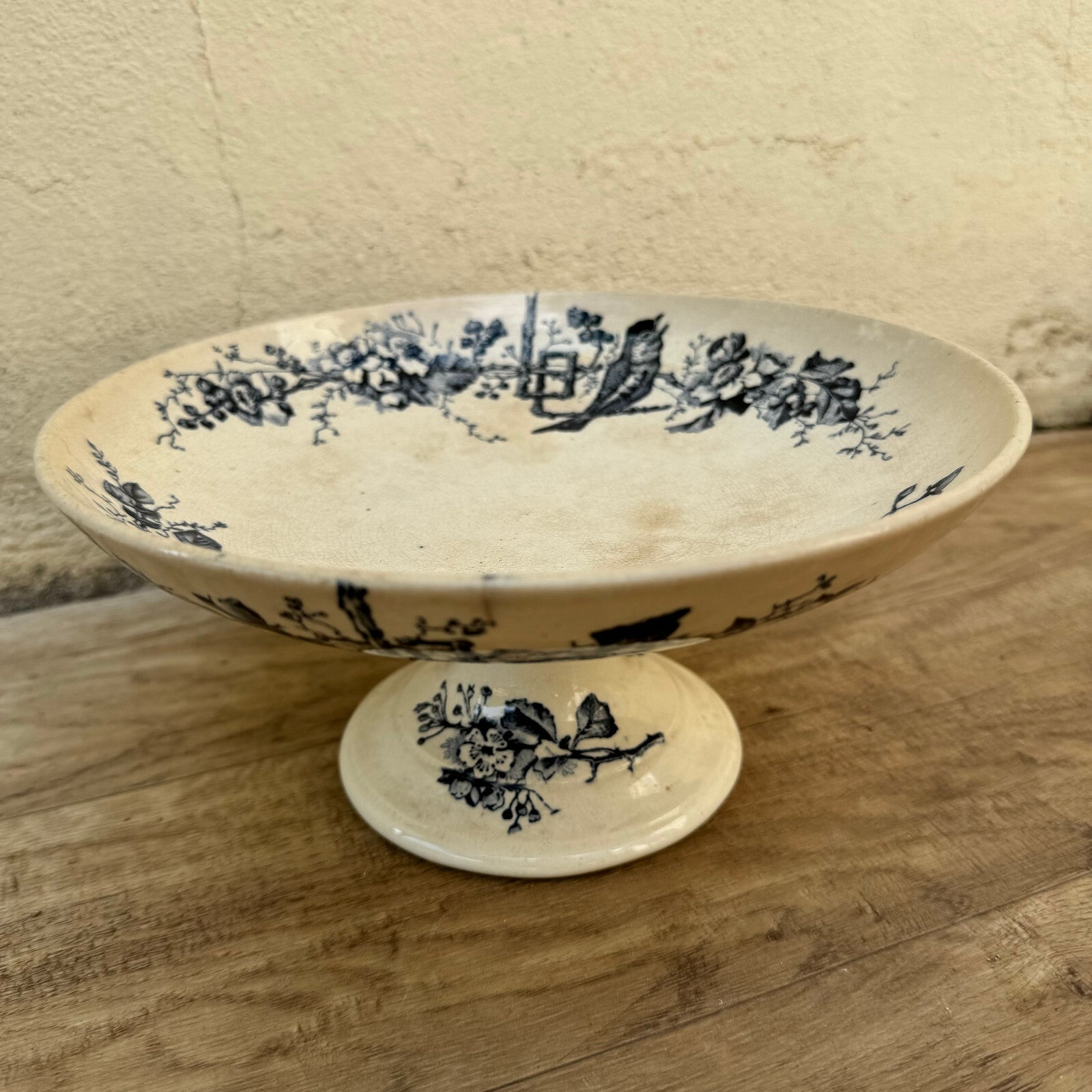 French transferware compote pedestal fruit bowl E. Bourgeois Paris 1712251 Fleamarketfrance