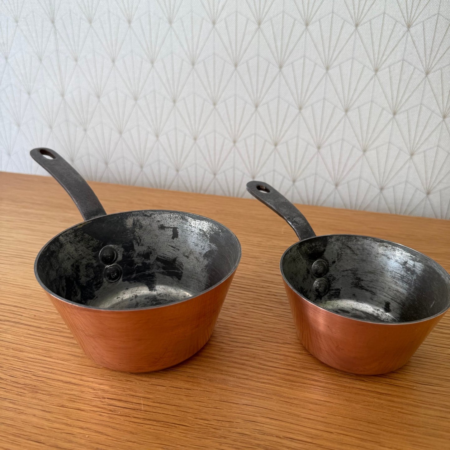 French Copper Pans Windsor Villedieu Vintage Set Tin Lined 23072520 Villedieu