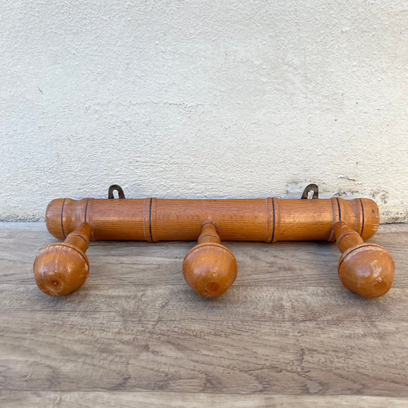 Antique French Coat Hook Hat 3 Pegs Hanger Faux Bamboo rack 26052223 Unbranded