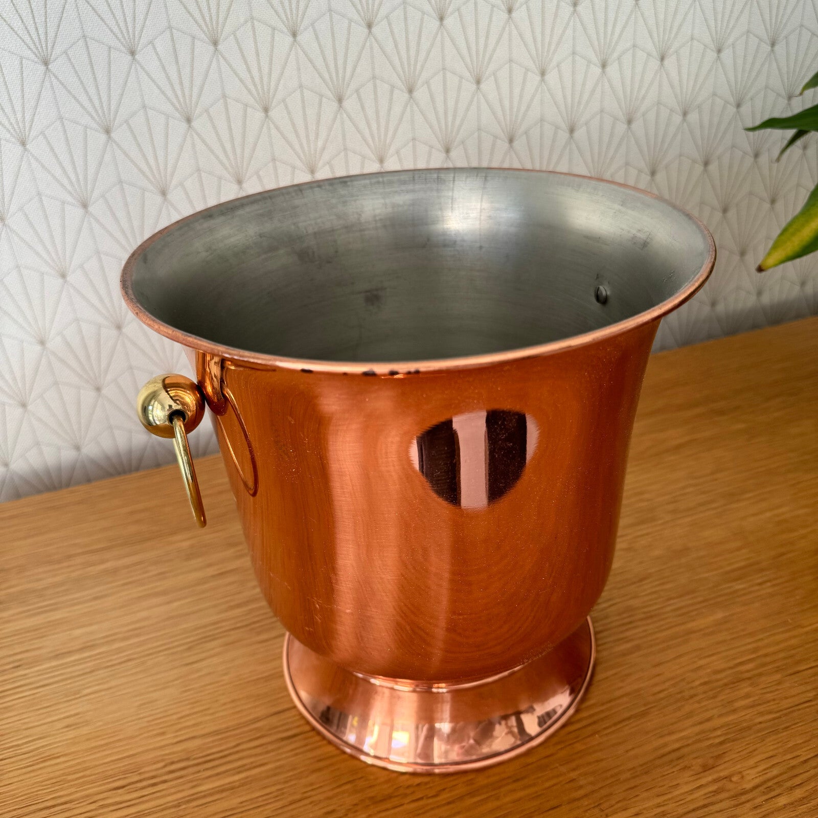French Copper Ice Bucket Champagne Wine Cooler Brass Handles Vintage 2404241 Villedieu