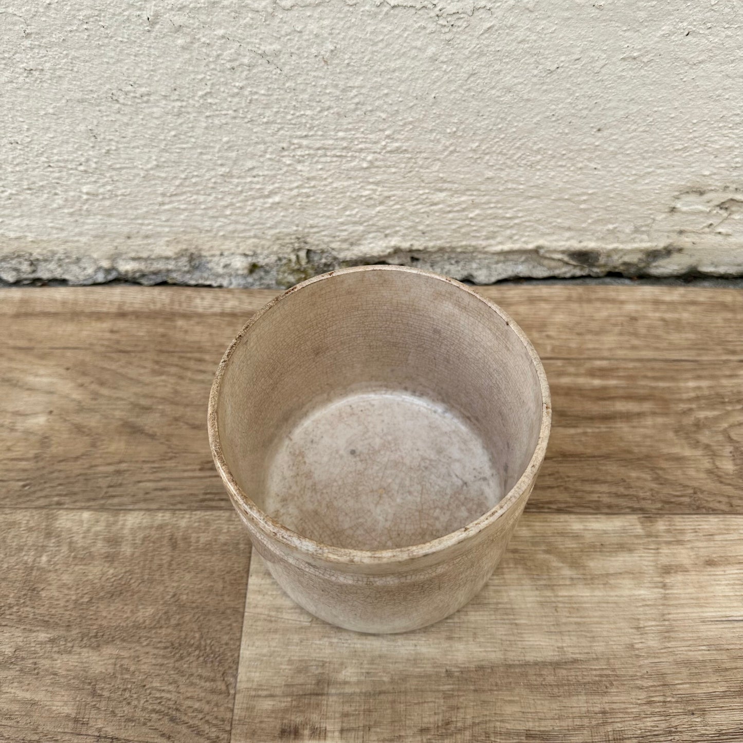 HANDMADE GLAZED White beige FRENCH CONFIT JAM POT SMALL CREIL MONTEREAU 1209249 Unmarked