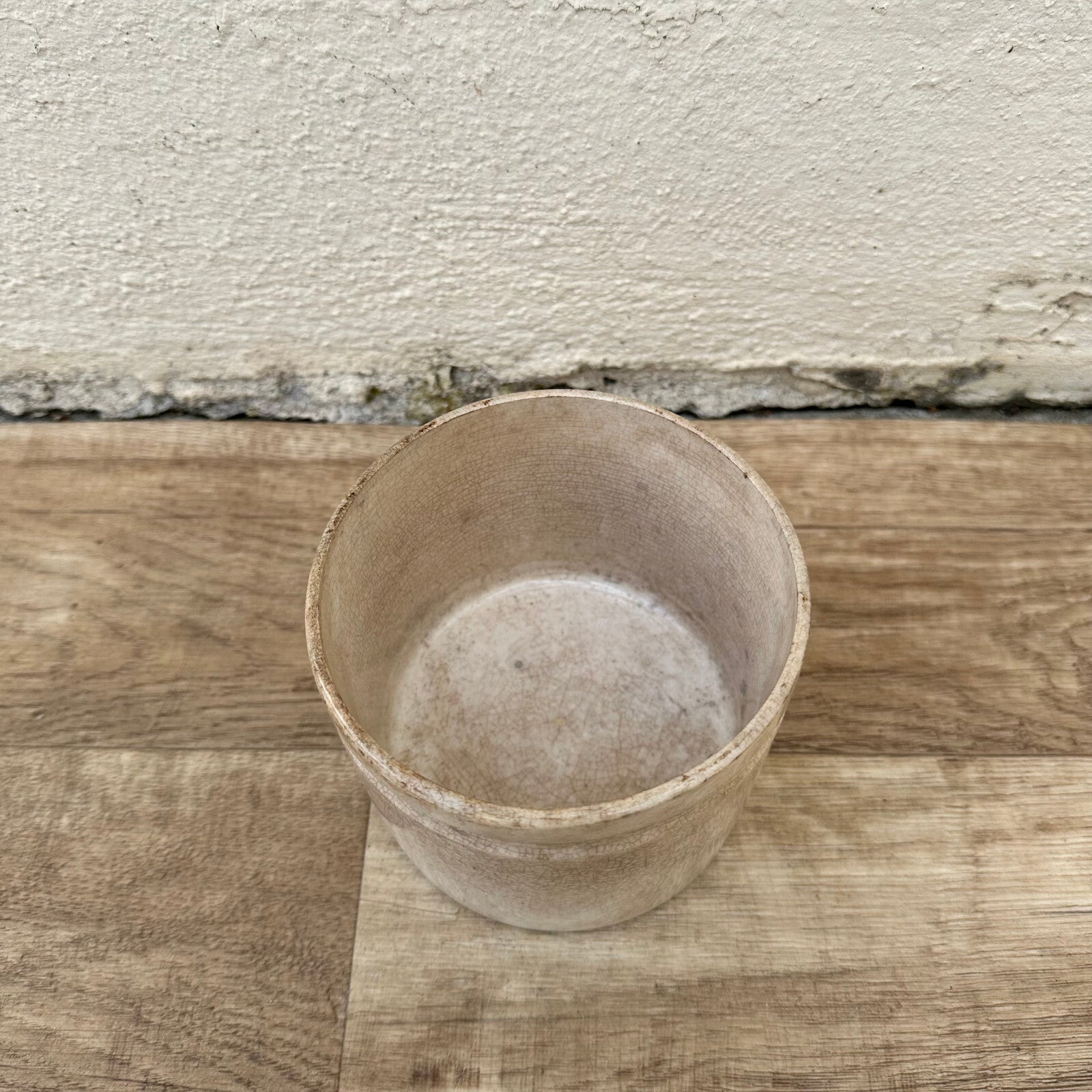 HANDMADE GLAZED White beige FRENCH CONFIT JAM POT SMALL CREIL MONTEREAU 1209249 Unmarked