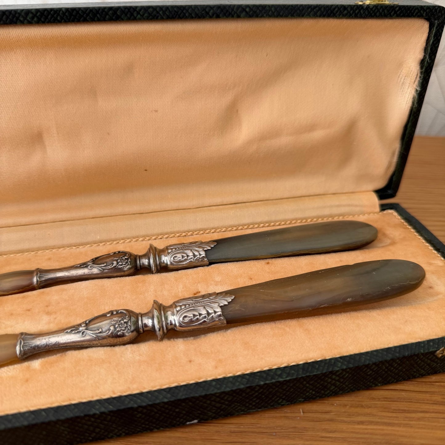 French Carving Set Horn Handles Silver Plated Boxed Vintage 2203268 Fleamarketfrance